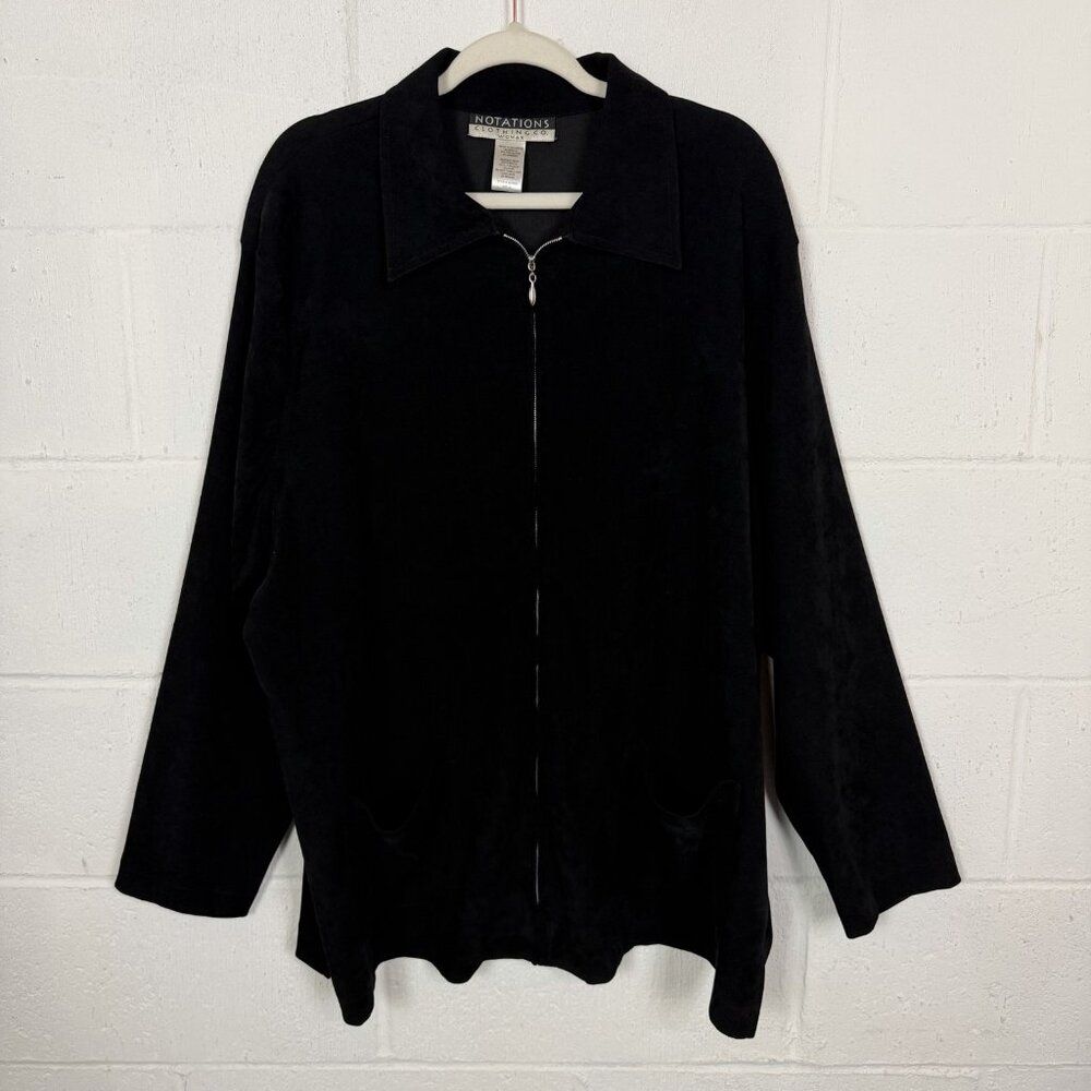 Notations Woman Soft & Stretchy Jacket Collared Zip Pockets Office‎ Mature 2X